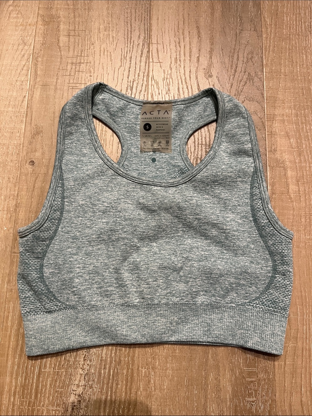 Blue Gray Seamless Racerback Sports Bra